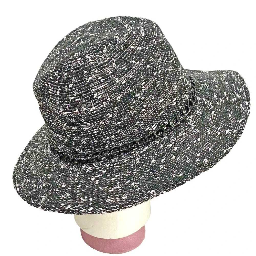 Juicy Couture Ladies Black & White Texture Fedora Hat Stylish Fashion Statement